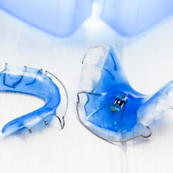 Zwei blaue herausnehmbare Platten mit Expansionsschraube und Halteklammern