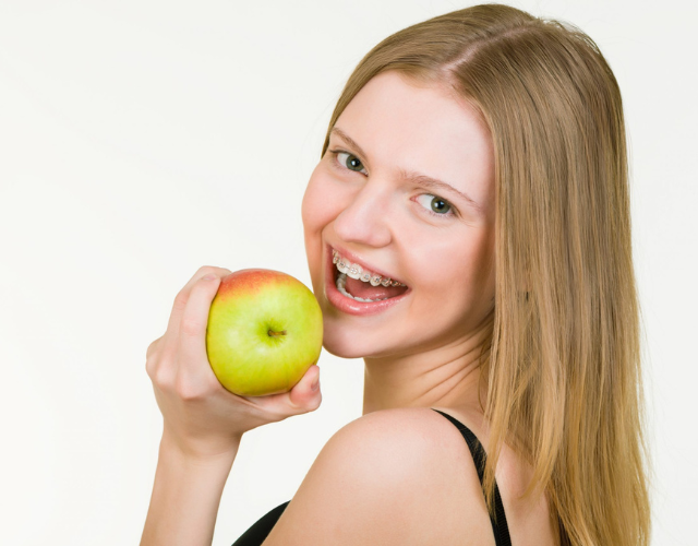 Teen with fixed braces